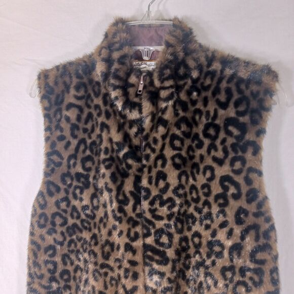 Vintage Deadstock Fuzzy Faux Fur Leopard Print Zip Up Vest - Picture 4 of 11
